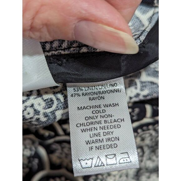 Ann Taylor LOFT Women's 2 Black Cream Damask Tapestry Linen Blend Zip Mini Skirt - Picture 6 of 6